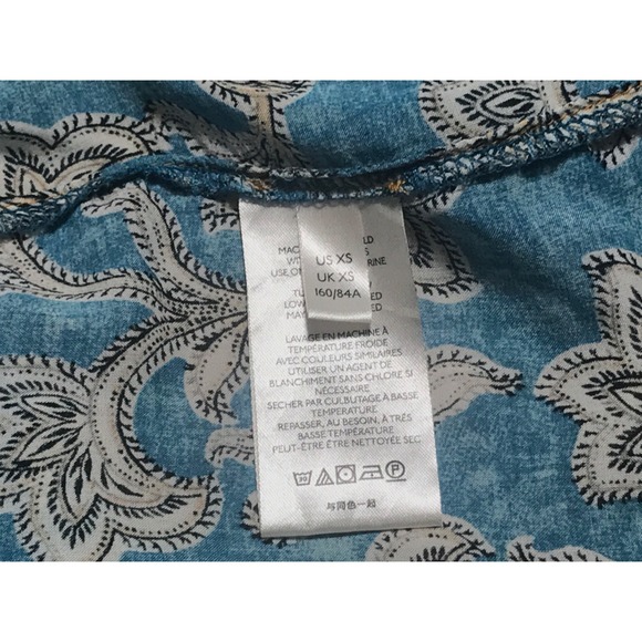 Anthropologie Pilcro Leilani Button Down Tunic Top XS Teal Paisley - Picture 14 of 15